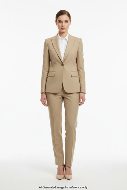 Light Khaki Super 110's Wool – 275g | Bespoke Women's Suit & Separates