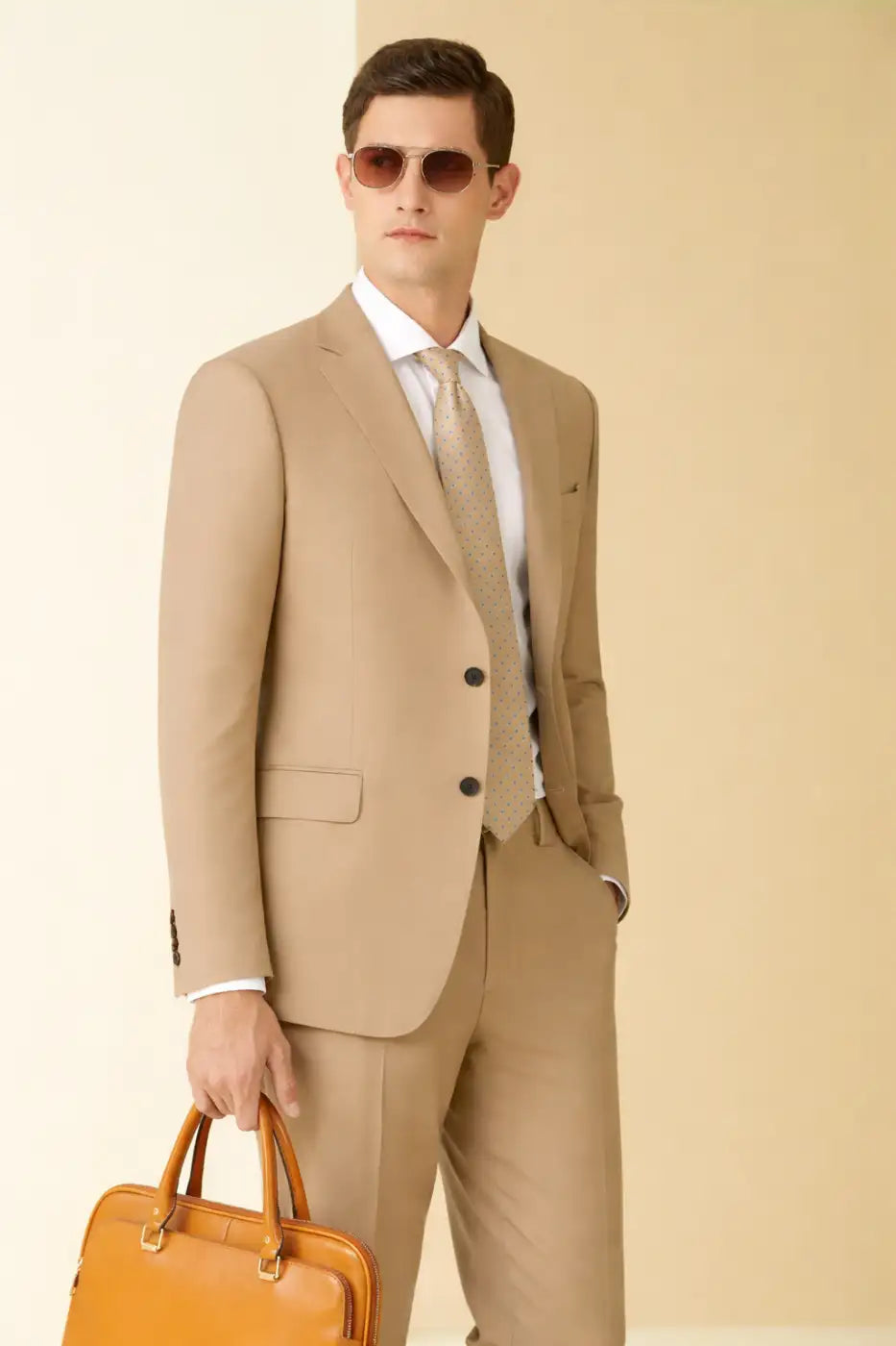 Khaki Super 110’s Wool Suit – 275g Classic Tailoring