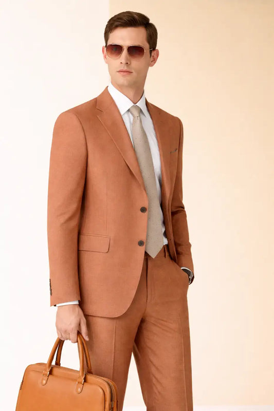 Tan Super 110’s Wool Suit – 280g Contemporary Tailoring