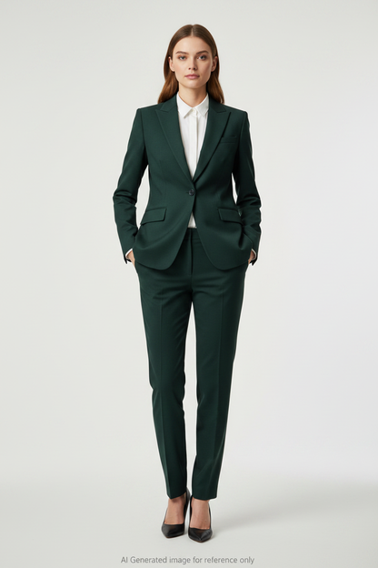Dark Green Textured Super 110's Wool – 330g | Bespoke Women's Suit & Separates