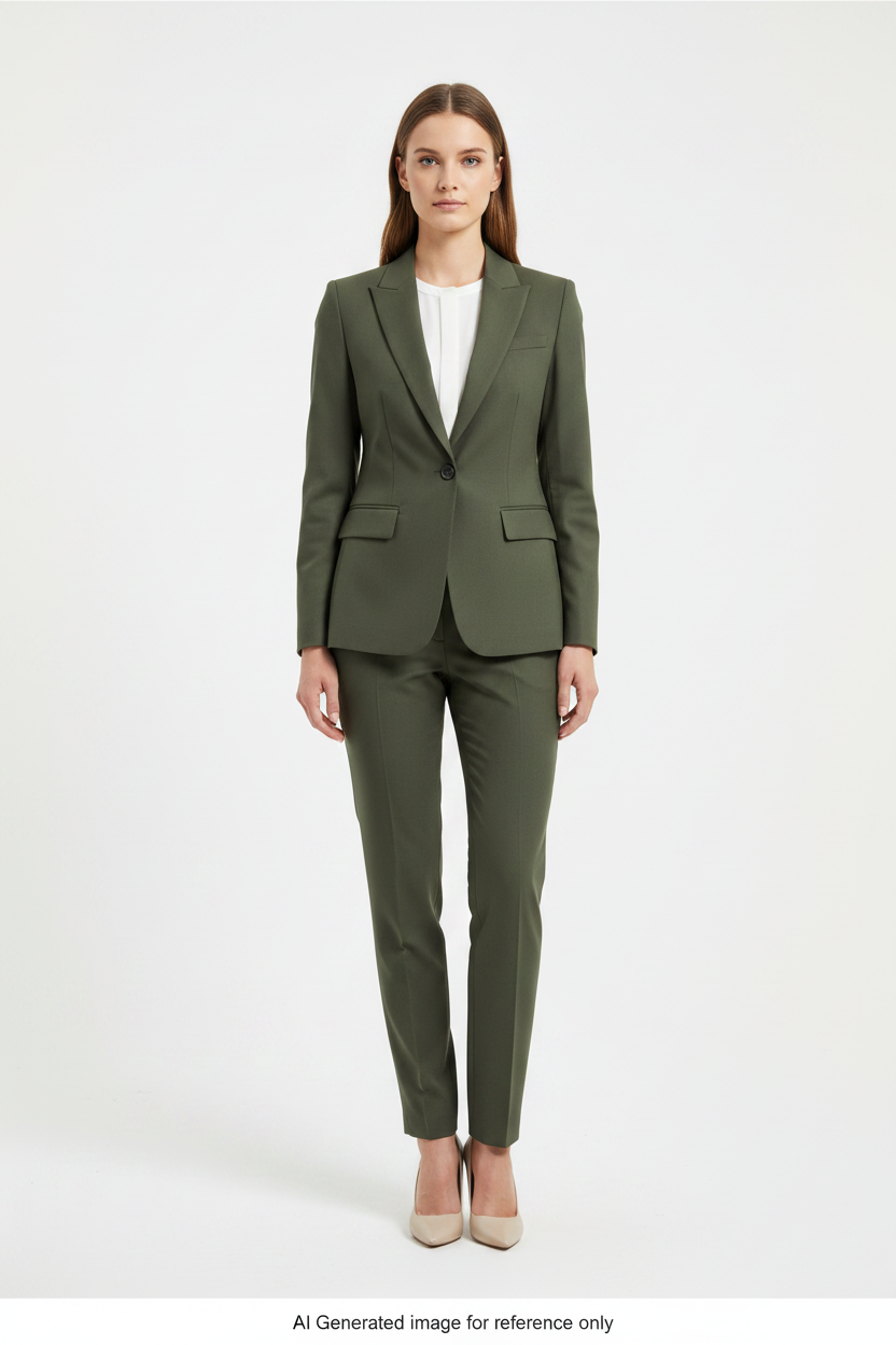 Olive Green Super 110's Wool – 280g | Bespoke Women's Suit & Separates
