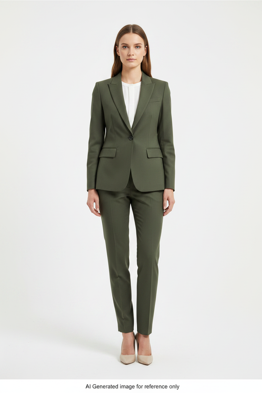 Olive Green Super 110's Wool – 280g | Bespoke Women's Suit & Separates