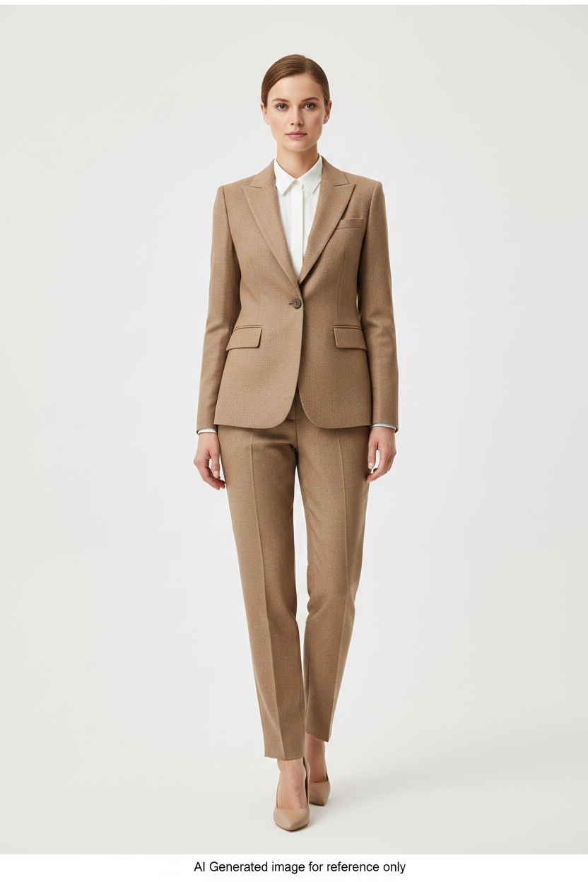 Light Brown Textured Super 110's Wool – 330g | Bespoke Women's Suit & Separates