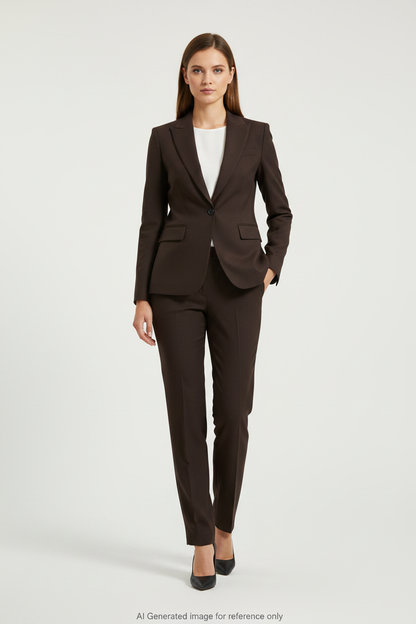 Brown Textured Super 110's Wool – 275g | Bespoke Women's Suit & Separates