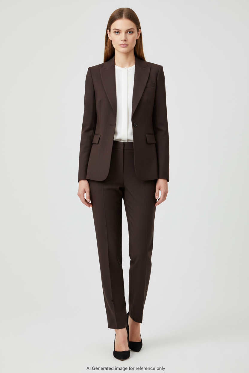Dark Brown Textured Super 110's Wool – 275g | Bespoke Women's Suit & Separates