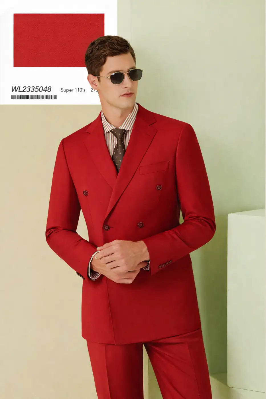 Men’s Red Double-Breasted Suit – Super 110’s Wool 275g | Luxury Statement Formal Suit