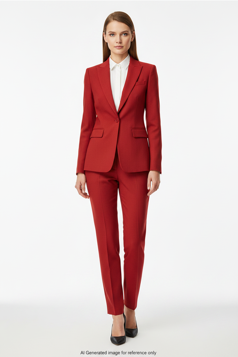 Red Super 110's Wool – 275g | Bespoke Women's Suit & Separates