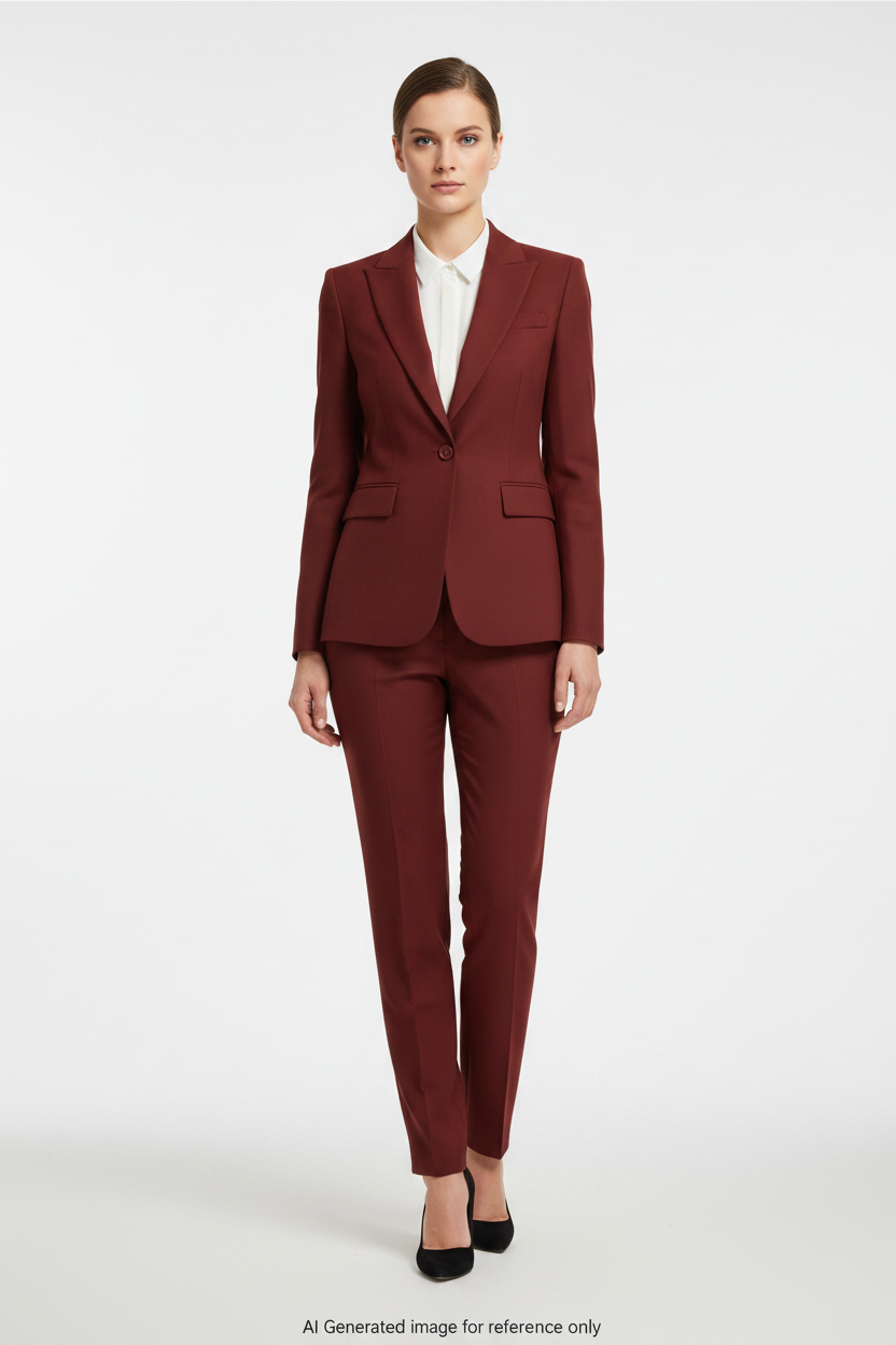 Brick Red Textured Super 110's Wool – 280g | Bespoke Women's Suit & Separates