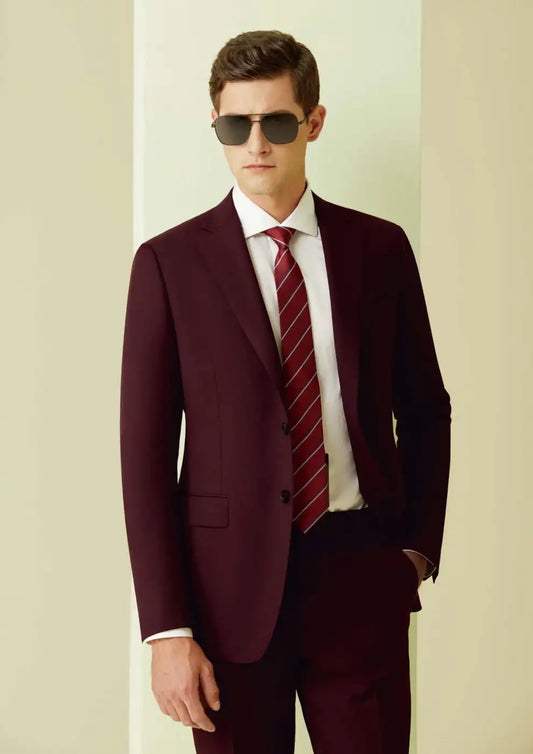 Men’s Dark Burgundy Suit – Super 110’s Wool 275g | Premium Tailored Wedding & Formal Suit