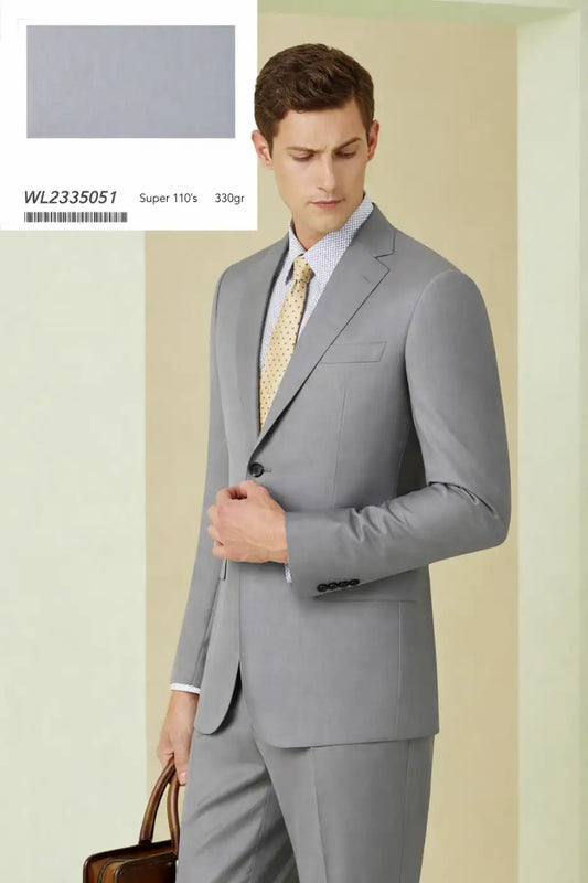 Men’s Silver Suit – Super 110’s Wool 330g | Luxury Heavyweight Formal & Wedding Suit