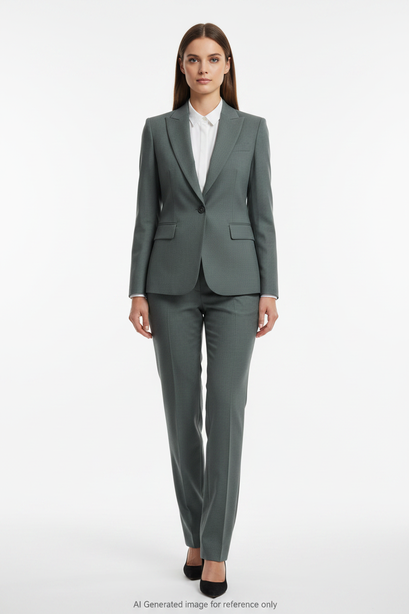Greyish Green Super 110's Wool – 275g | Bespoke Women's Suit & Separates