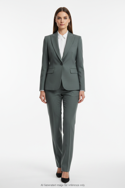 Greyish Green Super 110's Wool – 275g | Bespoke Women's Suit & Separates