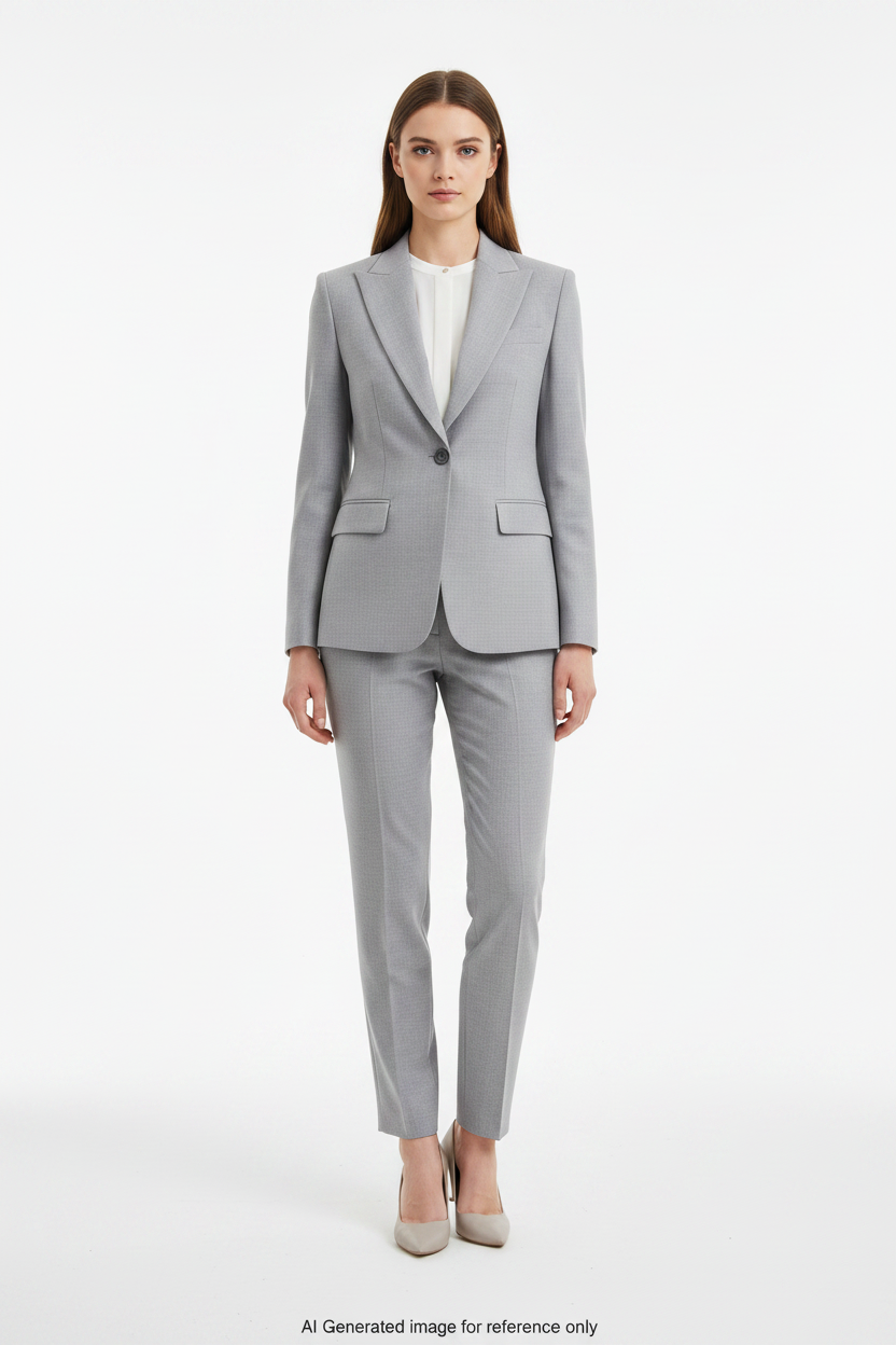 Light Grey Subtle textured weave Super 110's Wool – 280g | Bespoke Women's Suit & Separates