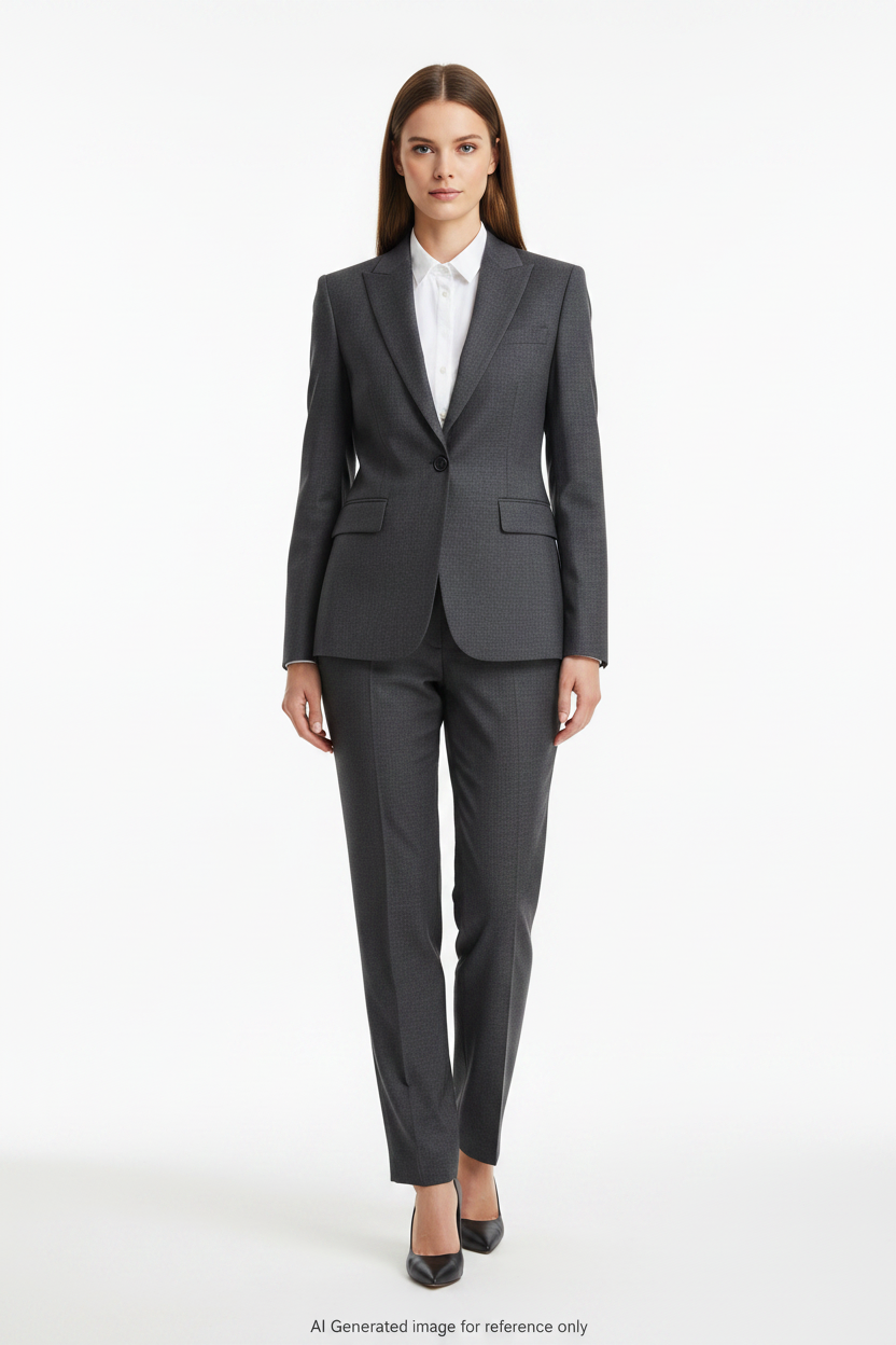 Dark Grey Textured weave Super 110's Wool – 280g | Bespoke Women's Suit & Separates