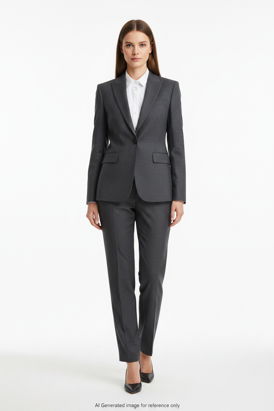 Dark Grey Textured weave Super 110's Wool – 280g | Bespoke Women's Suit & Separates