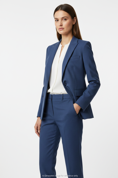 Mid Blue Subtle textured weave Super 110's Wool – 280g | Bespoke Women's Suit & Separates