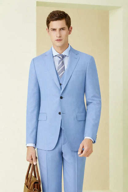 Men’s Light Blue Suit – Super 110’s Wool 280g | Premium Tailored Summer, Wedding & Business Suit