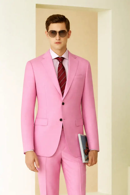 Men’s Pink Suit – Super 110’s Wool 280g | Premium Tailored Wedding, Party & Statement Suit