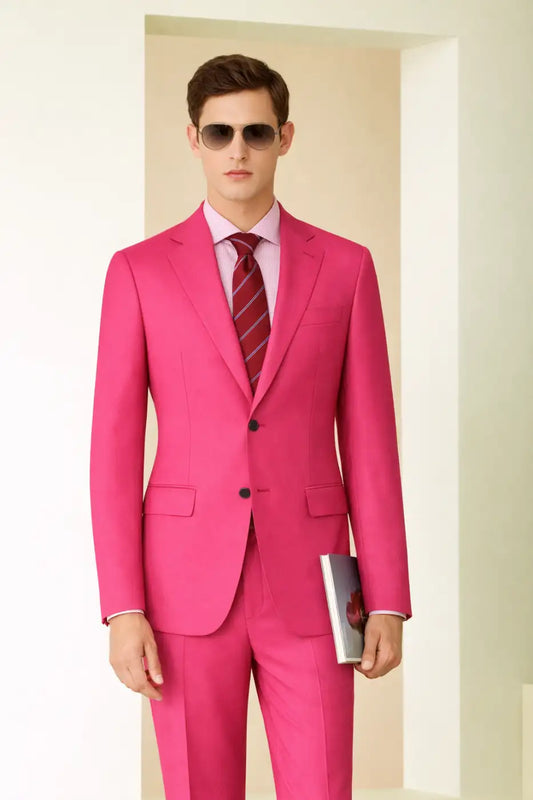 Men’s Dark Pink Suit – Super 110’s Wool 300g | Luxury Tailored Wedding & Statement Formal Suit