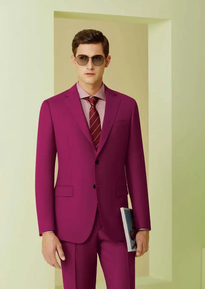 Men’s Deep Red Suit – Super 110’s Wool 280g | Premium Tailored Wedding, Party & Formal Suit