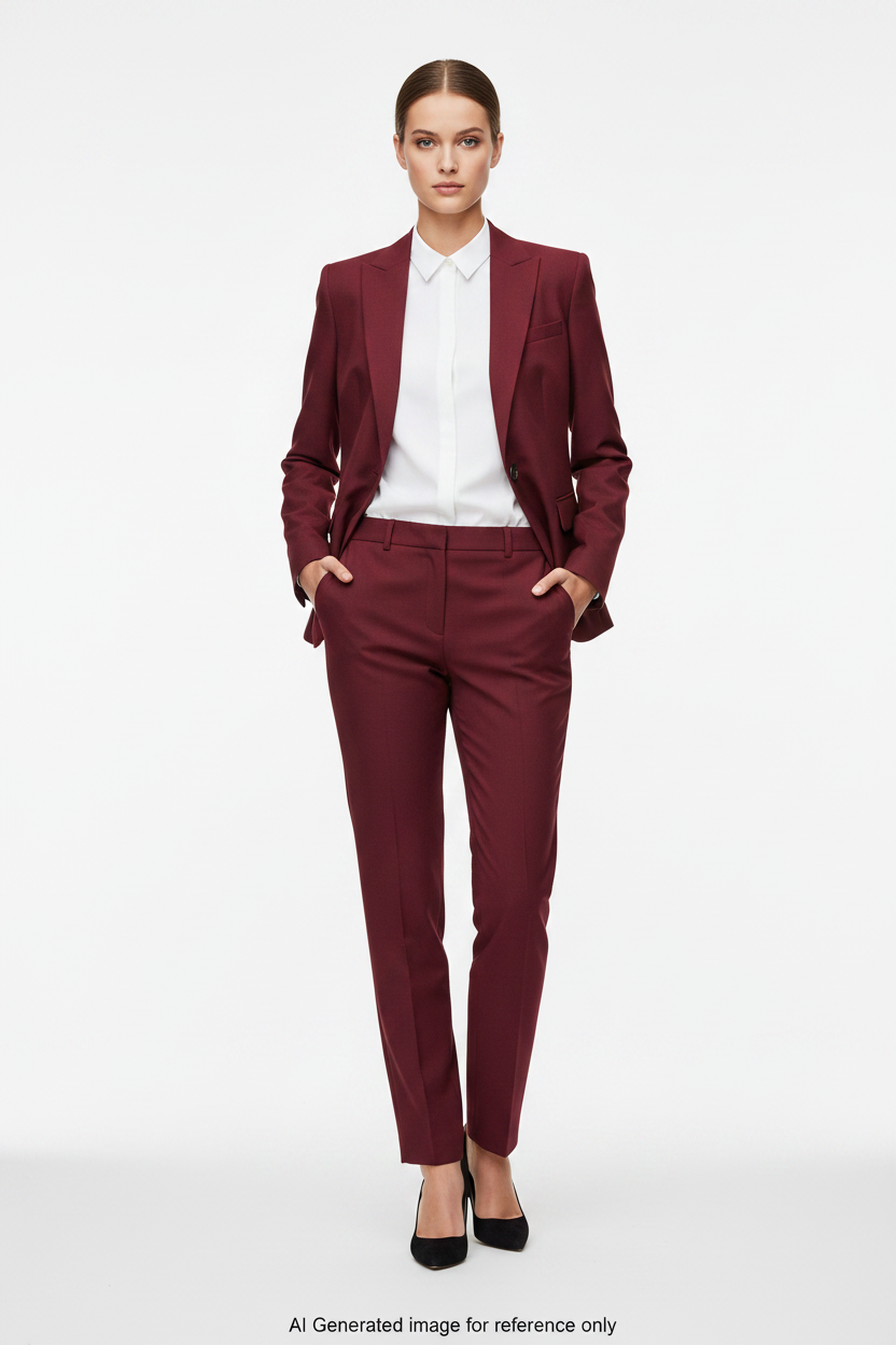 Deep Red Super 110's Wool – 280g | Bespoke Women's Suit & Separates
