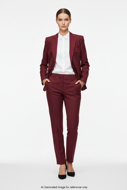 Deep Red Super 110's Wool – 280g | Bespoke Women's Suit & Separates
