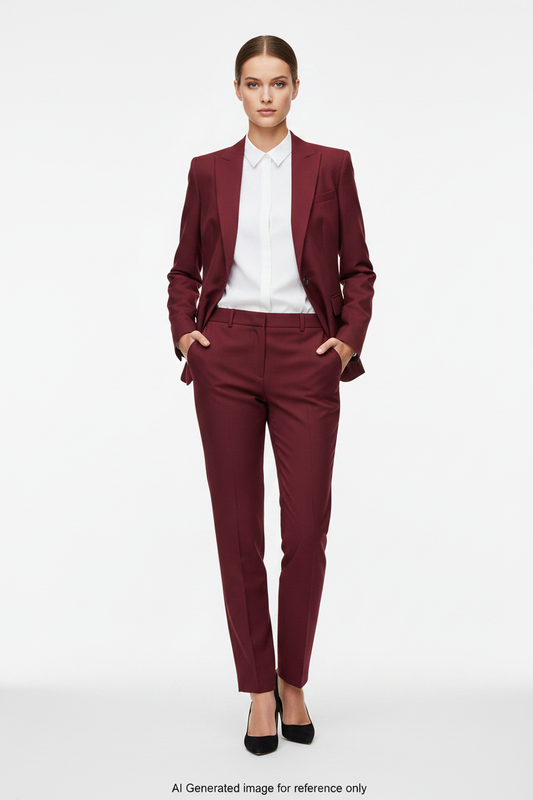 Deep Red Super 110's Wool – 280g | Bespoke Women's Suit & Separates