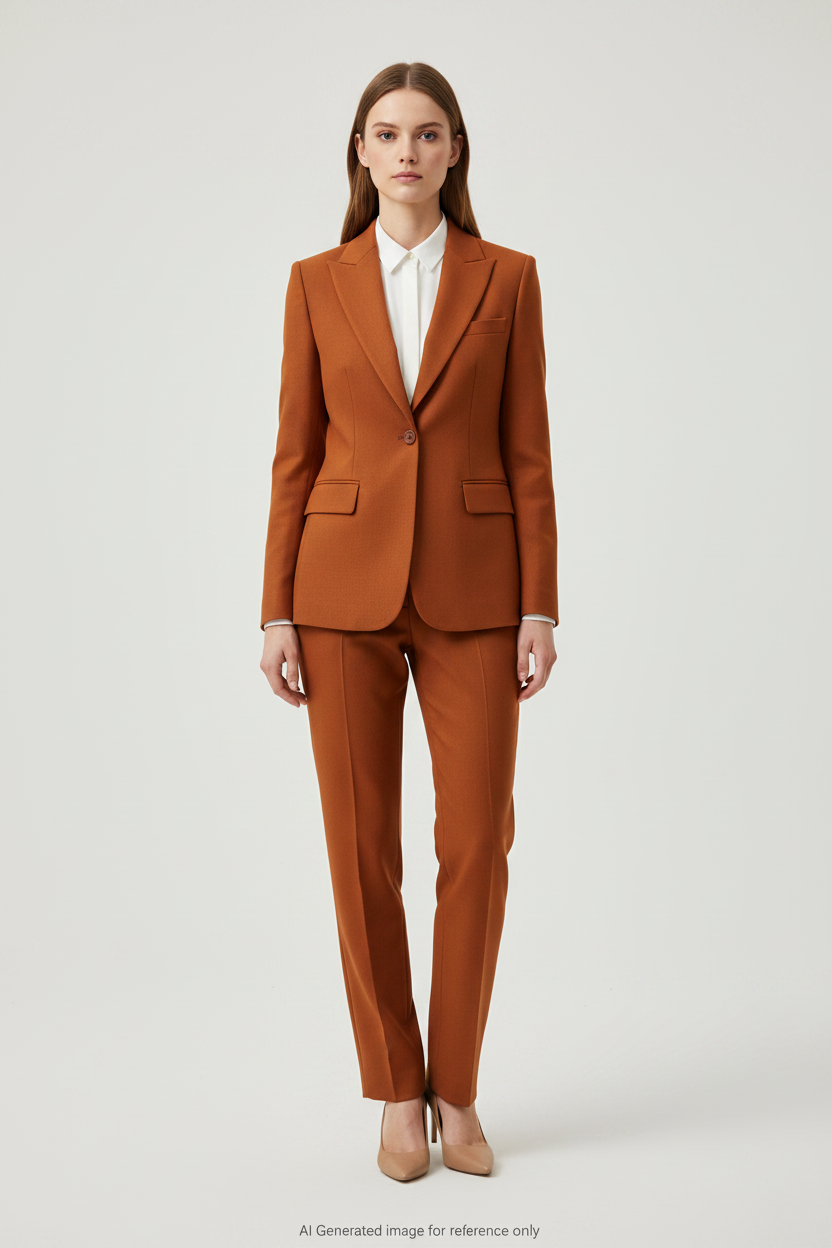 Orange Brown Super 110's Wool – 330g | Bespoke Women's Suit & Separates