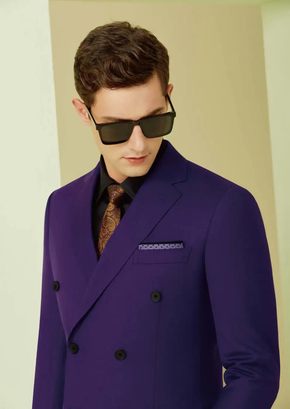 Imperial Deep Purple Super 110’s Double Breasted Wool Suit – 300g Luxury Tailoring