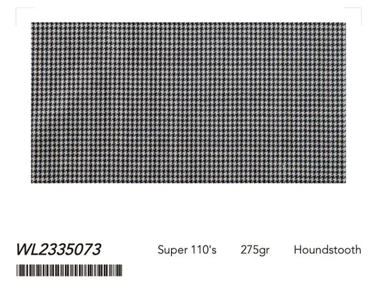 Black & Ivory Classic Houndstooth Super 110's Wool – 275g | Premium Suiting & Tailoring Wool