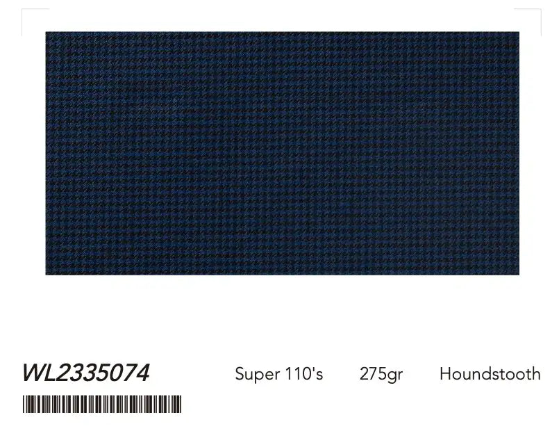 Midnight Blue Houndstooth Super 110’s Double Breasted Wool Suit – 275g Luxury Tailoring