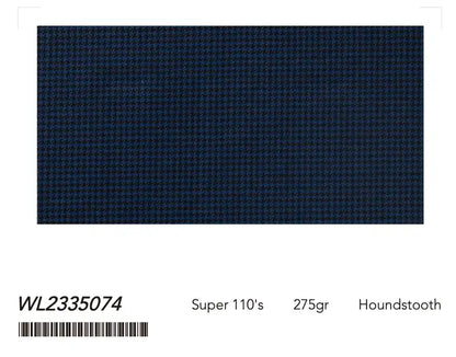 Midnight Blue Houndstooth Super 110’s Double Breasted Wool Suit – 275g Luxury Tailoring