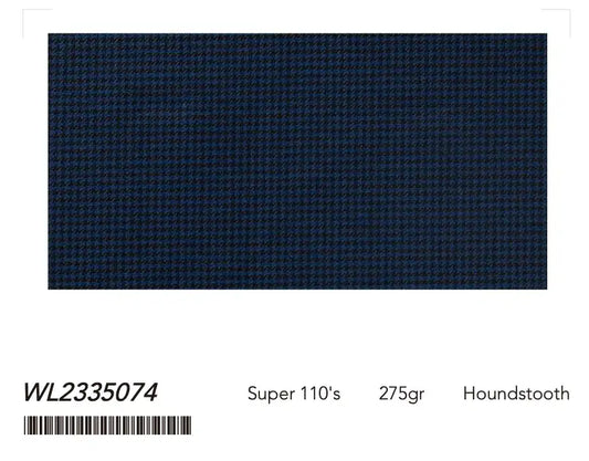 Midnight Blue Houndstooth Super 110’s Double Breasted Wool Suit – 275g Luxury Tailoring