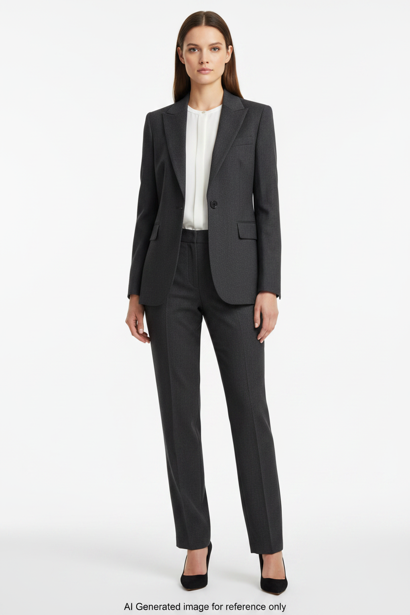 Charcoal Grey Herringbone Super 110's Wool – 275g | Bespoke Women's Suit & Separates