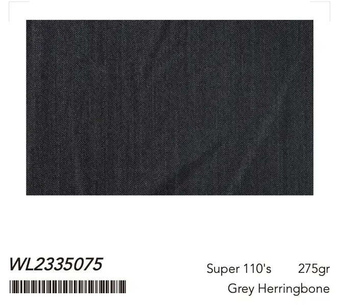 Charcoal Grey Herringbone Super 110’s Wool Suit – 275g Classic Tailoring