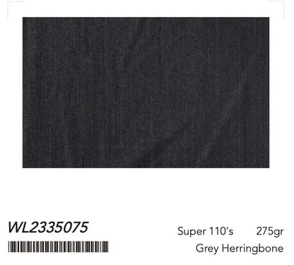 Charcoal Grey Herringbone Super 110’s Wool Suit – 275g Classic Tailoring