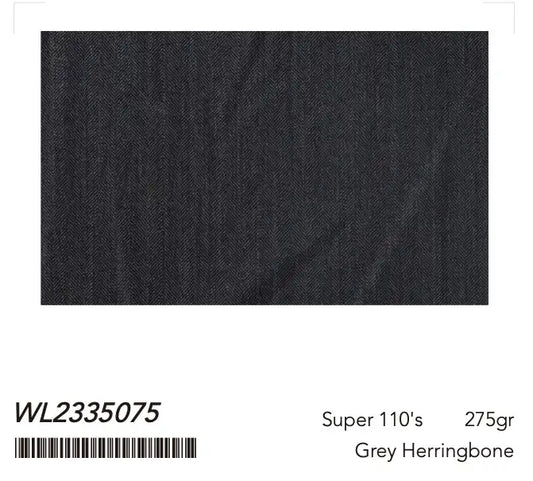 Charcoal Grey Herringbone Super 110’s Wool Suit – 275g Classic Tailoring
