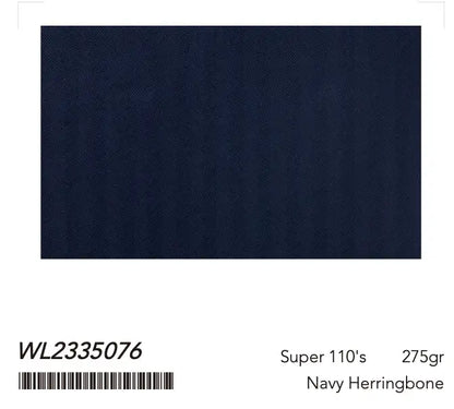Navy Herringbone Super 110’s Wool Suit – 275g Precision Tailoring