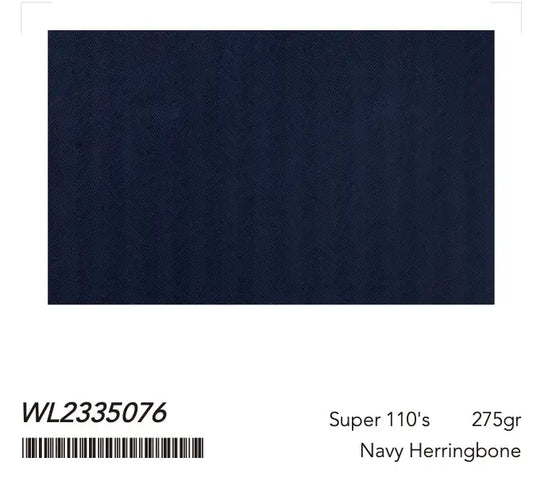 Navy Herringbone Super 110’s Wool Suit – 275g Precision Tailoring
