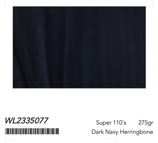 Dark Navy Herringbone Super 110’s Wool Suit – 275g Refined Tailoring