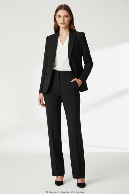 Jet Black Herringbone Super 110's Wool – 275g | Bespoke Women's Suit & Separates
