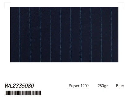 Midnight Blue Pinstripe Super 120’s Double Breasted Wool Suit – 280g Executive Tailoring