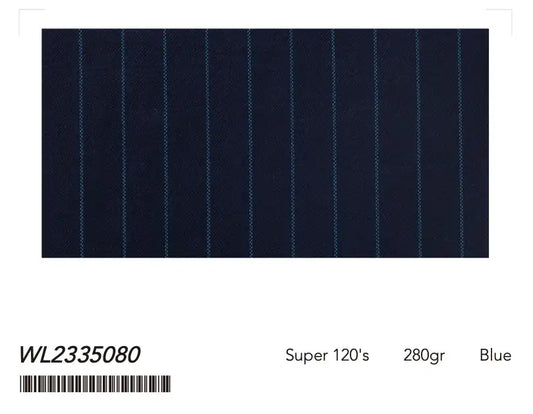 Midnight Blue Pinstripe Super 120’s Double Breasted Wool Suit – 280g Executive Tailoring