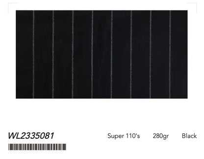 Jet Black Pinstripe Super 110’s Double Breasted Wool Suit – 280g Signature Tailoring