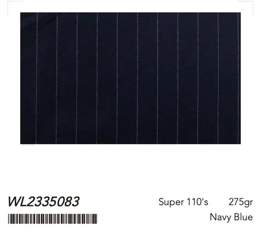 Classic Navy Pinstripe Super 110’s Wool Suit – 275g Timeless Tailoring