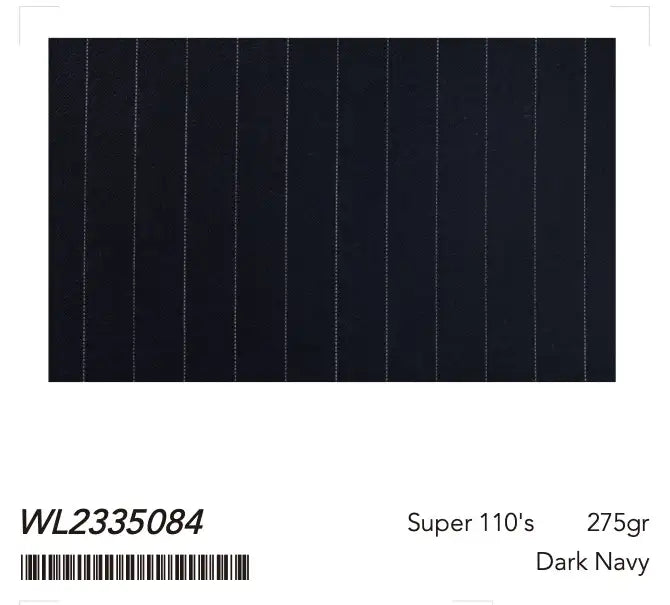 Dark Navy Pinstripe Super 110’s Wool Suit – 275g Precision Tailoring
