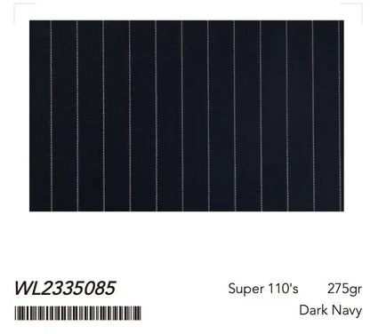 Deep Navy Pinstripe Super 110’s Wool Suit – 275g Executive Tailoring