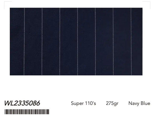 Navy Blue Pinstripe Super 110’s Wool Suit – 275g Contemporary Tailoring