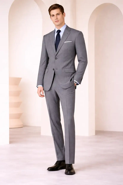 Refined Grey Pinstripe Super 110’s Wool Suit – 275g Modern Tailoring
