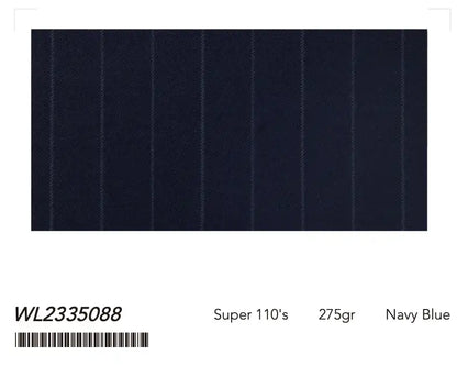Classic Navy Pinstripe Super 110’s Wool Suit – 275g Refined Tailoring